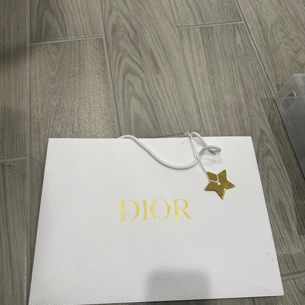 Large Dior White and Gold Shopping Bag